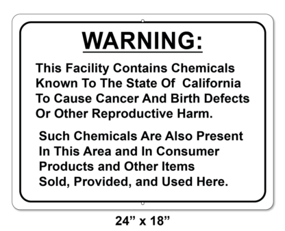 CA Prop 65 Warning Sign